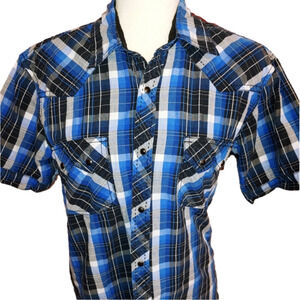 Ely 1878 Cotton Plaid Western Snap Shirt M